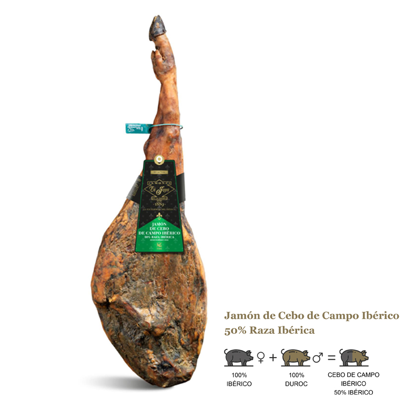 JAMON DE CEBO DE CAMPO IBERICO 50% RAZA IBERICA